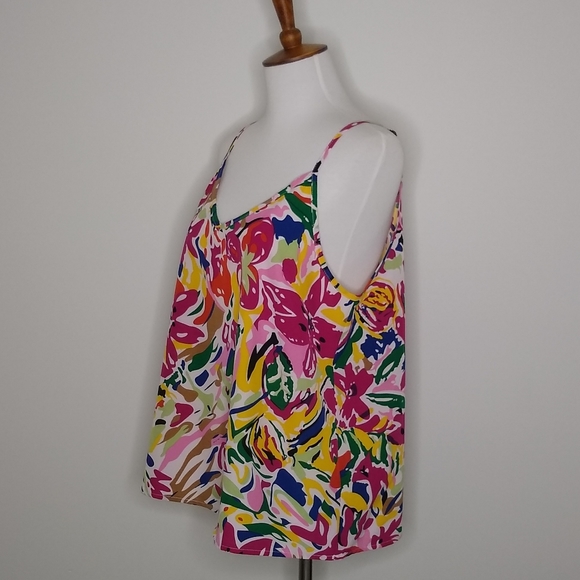 SheIn Multicolor V Neckline Sleeveless Floral Knit Camisole Tank Top Size L - Picture 8 of 9